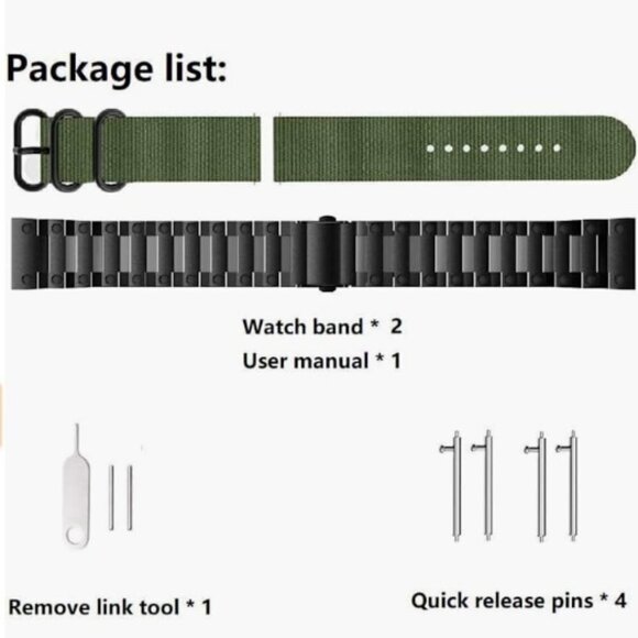 Fossil Men's Gen 6/5E 44mm/Gen 5 Carlyle Watch Band, 2 Pk Woven+Stainless Steel - Picture 3 of 6